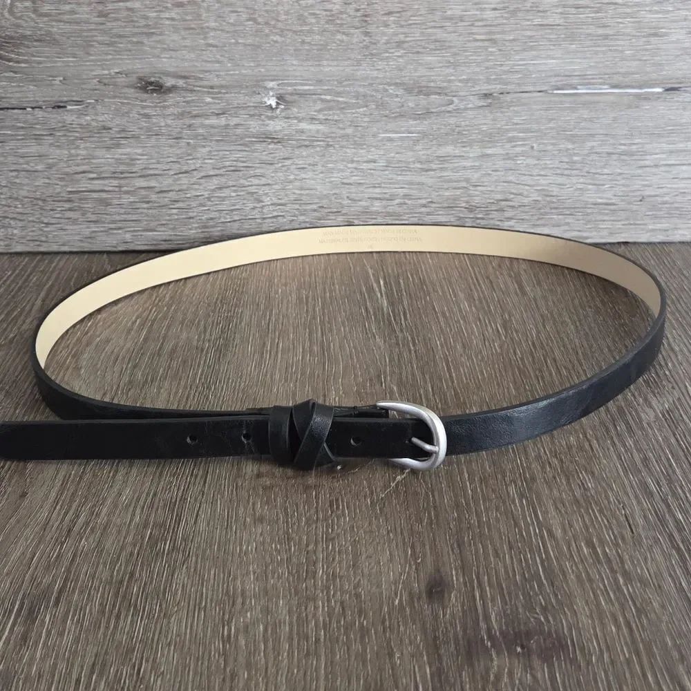 Classic Black Skinny Belt with Silver Buckle XL